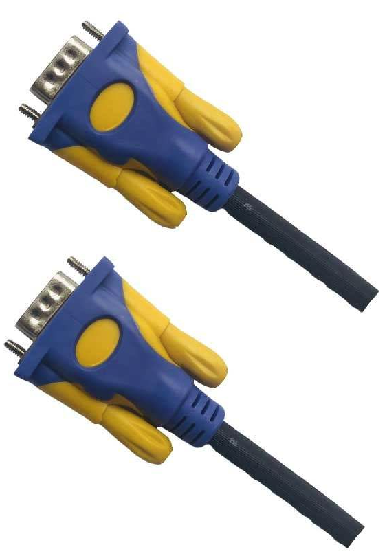 کابل VGA مدل 9+3 به طول 3 متر برند P-net با پس زمینه سفید ک روی آن کابل ما قرار دارد که به رنگ آبی-زرد می باشد سوکت آن و رنگ سیم آن مشکی است